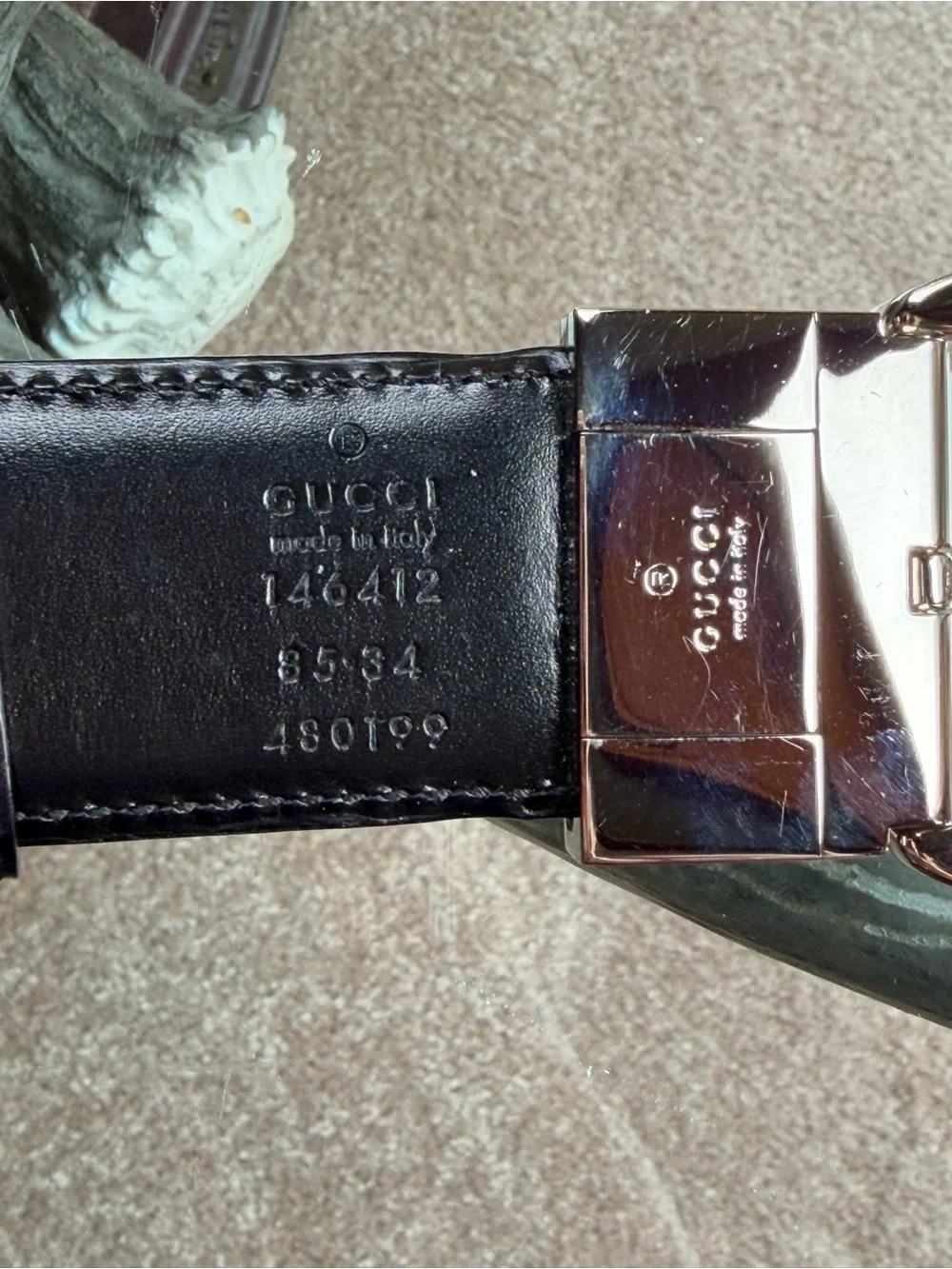 Gucci Brown  an black like having 2 belts in 1 Leather Belt with Silver Buckle